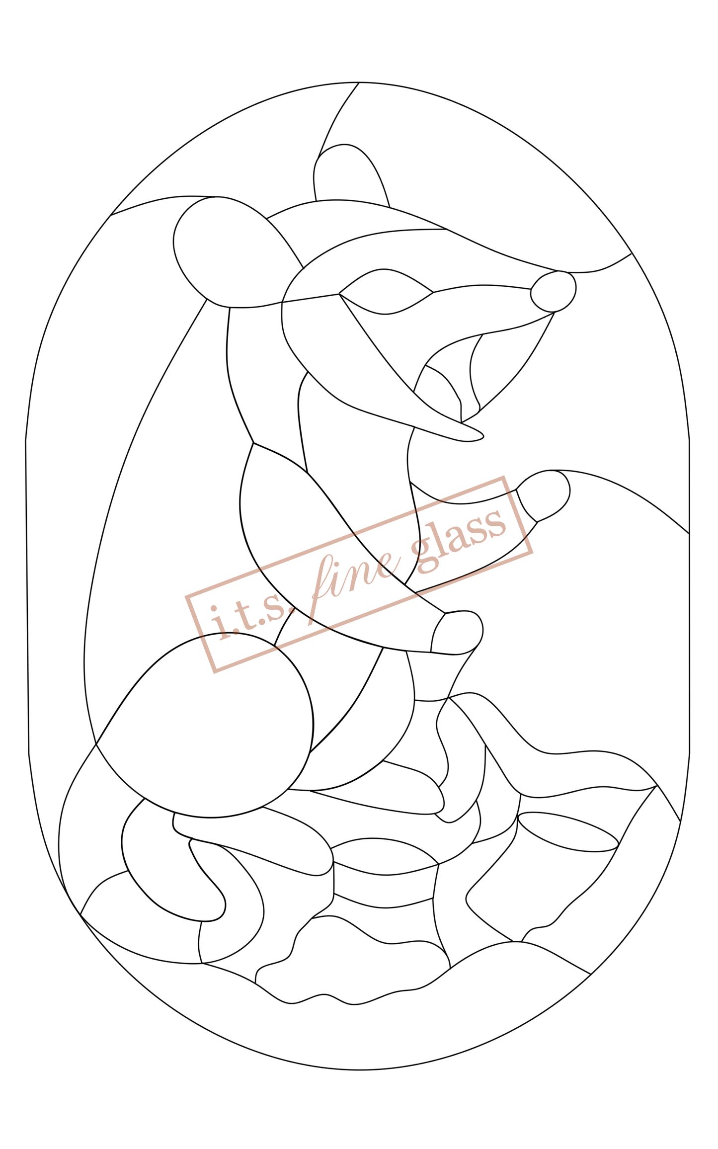Opossum and Trash Stained Glass Pattern
