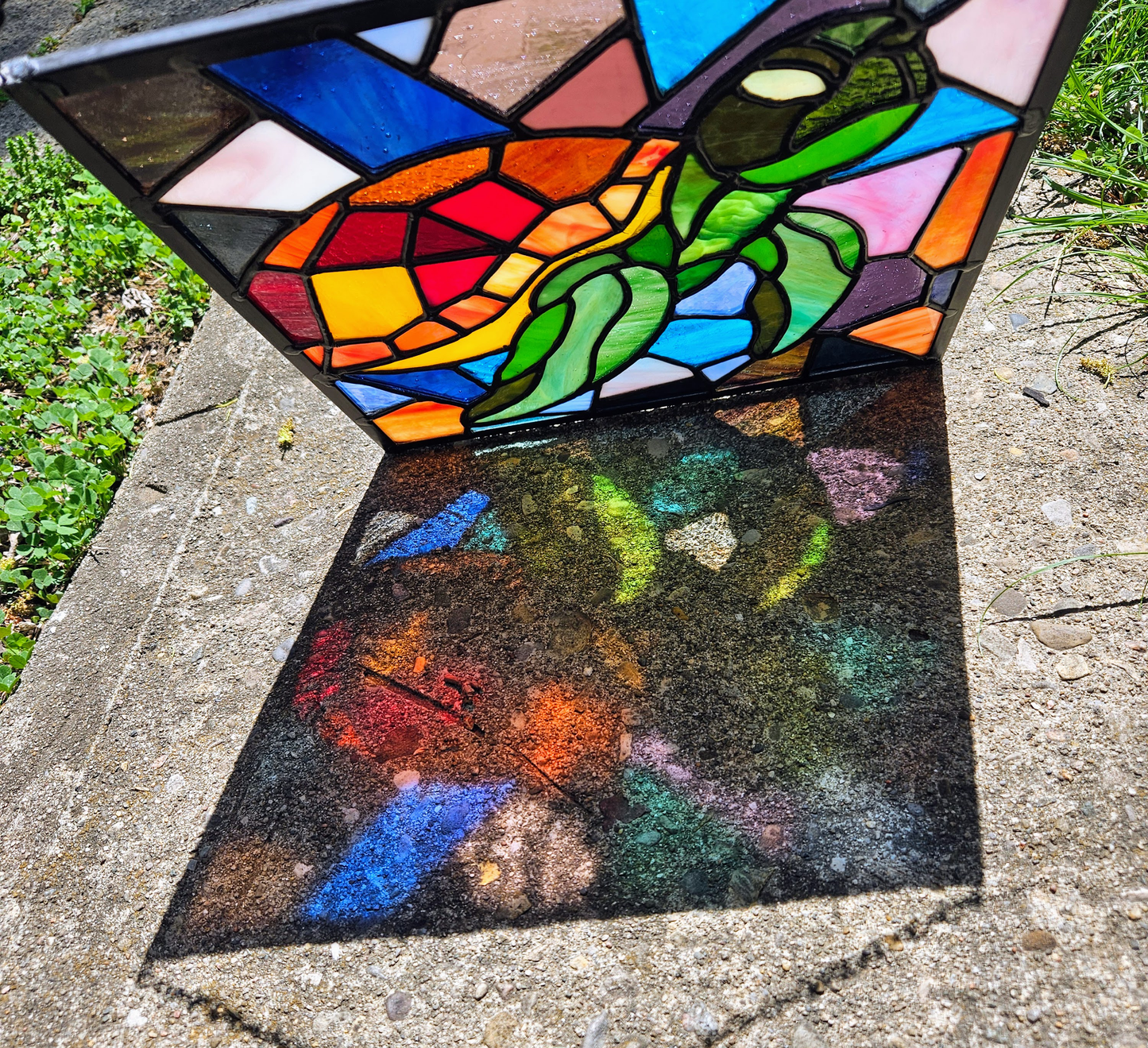 Mosaic Sea Turtle Stained Glass Panel