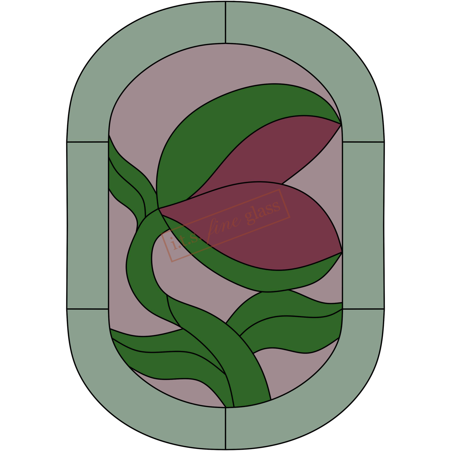 Venus Fly Trap Oval Stained Glass Pattern