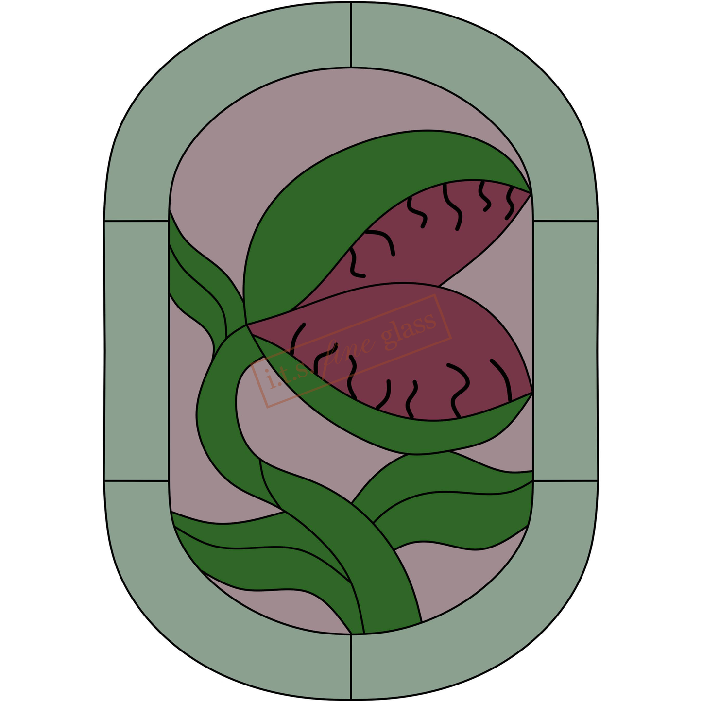 Venus Fly Trap Oval Stained Glass Pattern